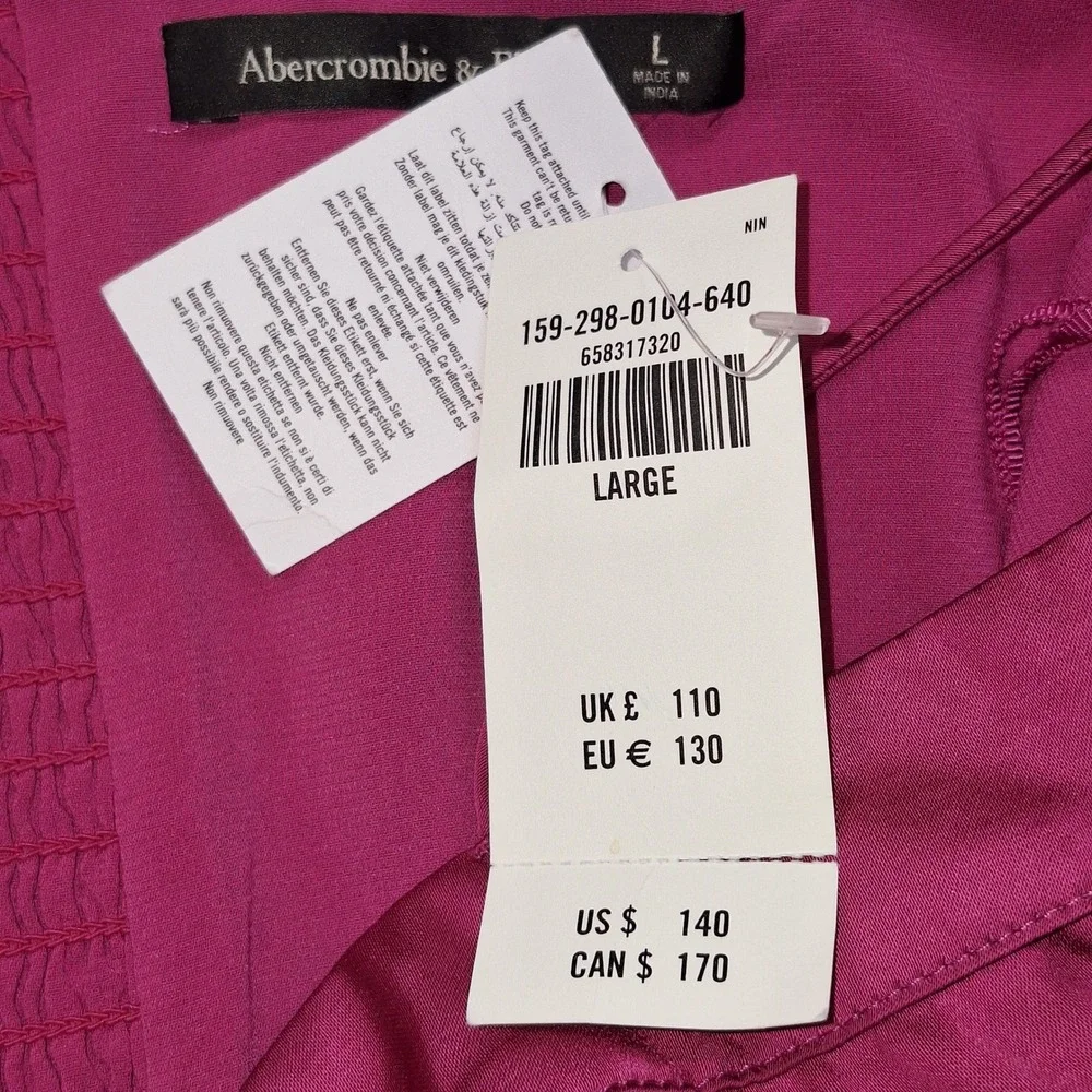 NWT Abercrombie & Fitch Camille High Slit Magenta Satin Maxi Dress RSP $140 L